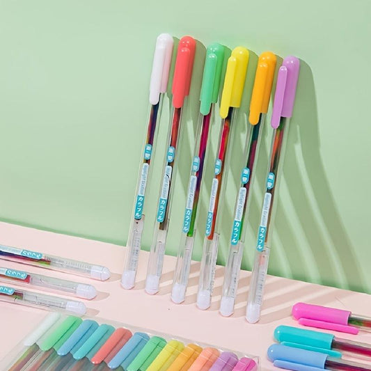 6pcs Rainbow Gradient Glitter Gel Pens - Vibrant Colors