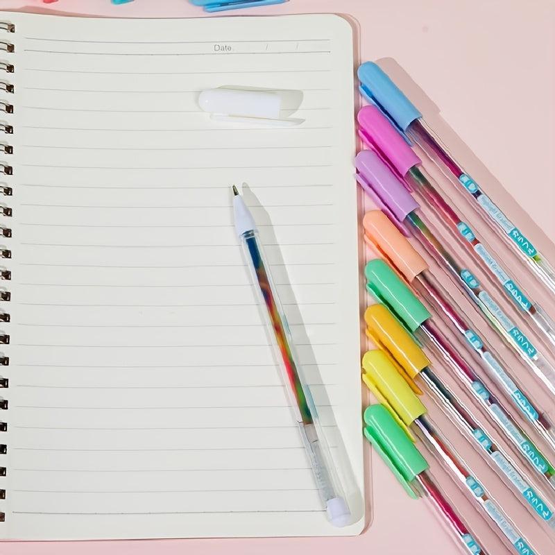 6pcs Rainbow Gradient Glitter Gel Pens - Vibrant Colors