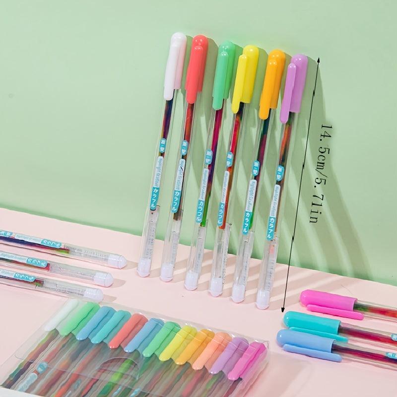 6pcs Rainbow Gradient Glitter Gel Pens - Vibrant Colors
