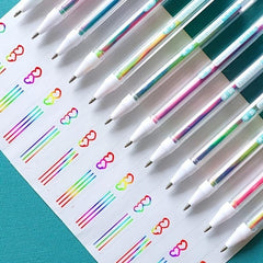 6pcs Rainbow Gradient Glitter Gel Pens - Vibrant Colors