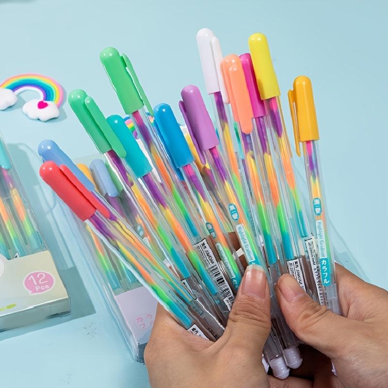 6pcs Rainbow Gradient Glitter Gel Pens - Vibrant Colors