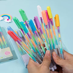 6pcs Rainbow Gradient Glitter Gel Pens - Vibrant Colors
