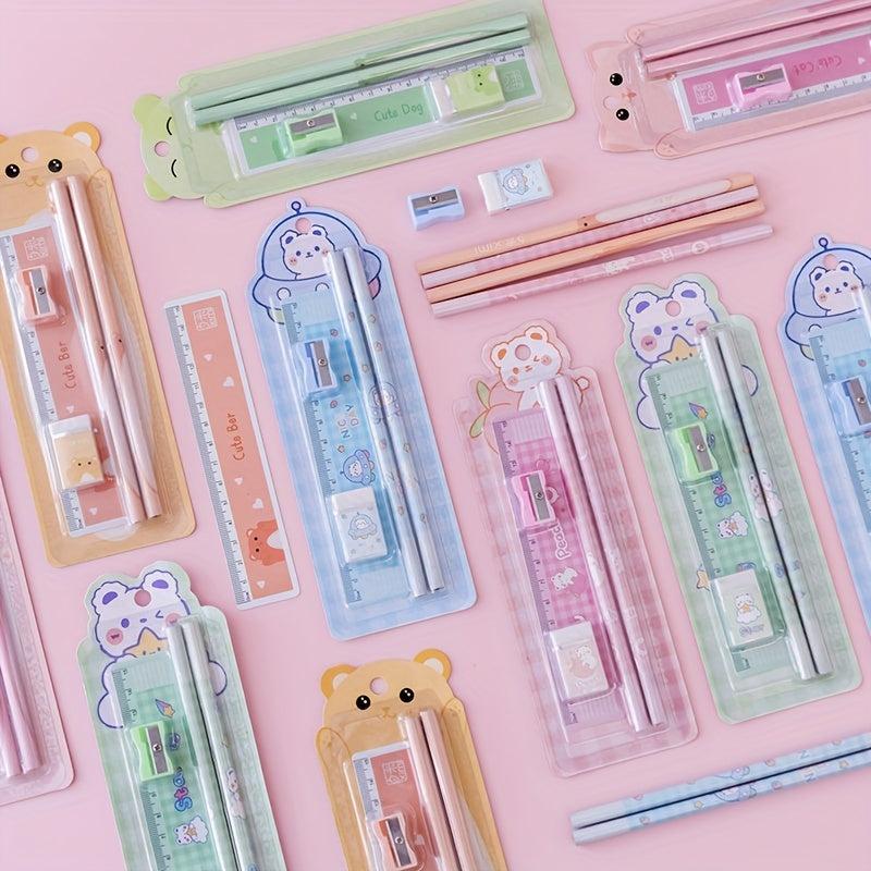 Cute Pencil Set for Students - Ideal Gift for Girls - School Learning Supplies