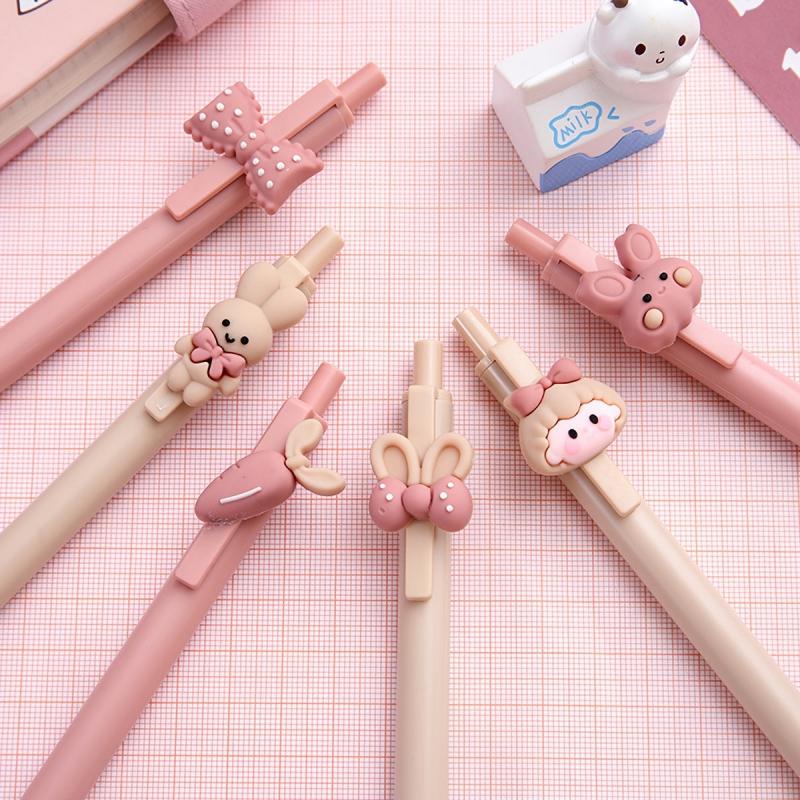 6pcs Rabbit Girl Gel Pens 0.5mm Refill for Writing