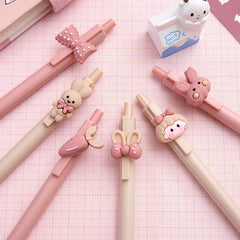 6pcs Rabbit Girl Gel Pens 0.5mm Refill for Writing