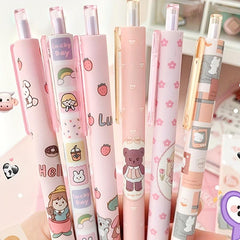 6 Pcs 0.5mm Tea Princess Gel Pen Set