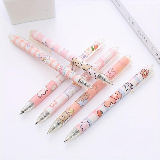 6pcs Bear 0.5mm Quick Dry Bullet Signature Pens for Students