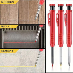 8mm Carpenter Mechanical Pencil w/ Sharpener for Woodworking Red