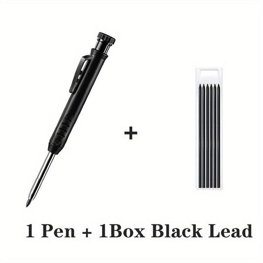 8mm Carpenter Mechanical Pencil w/ Sharpener for Woodworking Red