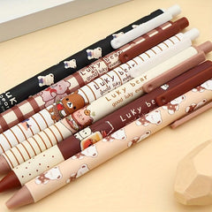 Brown Bear Cream Rabbit Press Pen 0.5mm Jumping Pen
