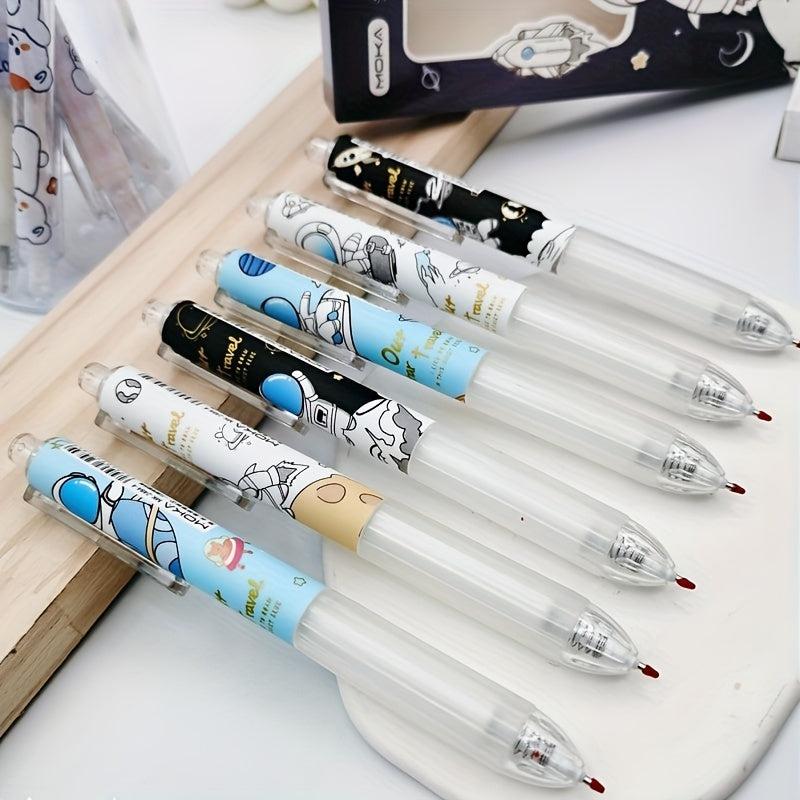 6pcs Astronaut Gel Pen Box Student Exam Finger Protector Smooth Press