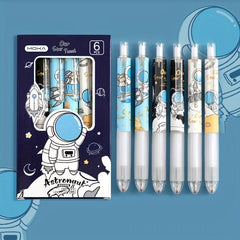 6pcs Astronaut Gel Pen Box Student Exam Finger Protector Smooth Press