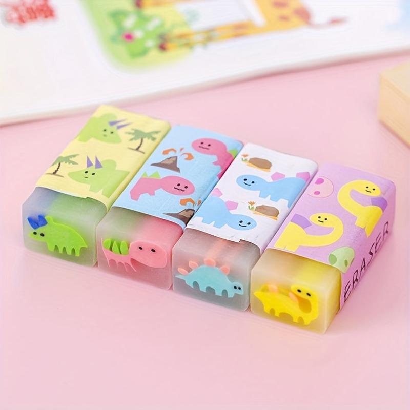 4 Pack Animal Erasers for Students - Fun & Mini Bulk Erasers
