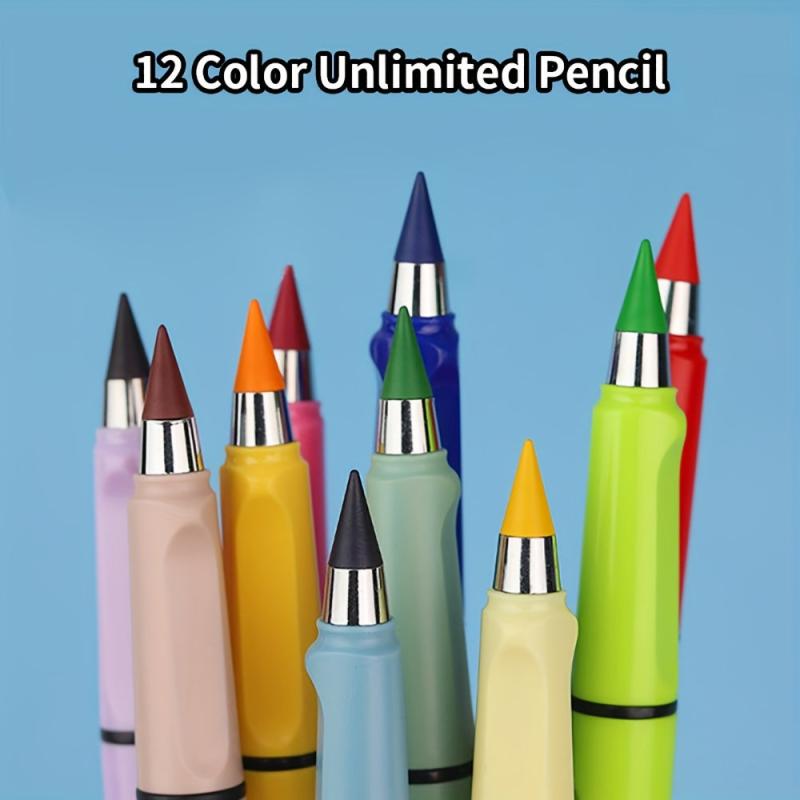 12-in-1 Infinite Pencil Set with Colorful Pen Tips