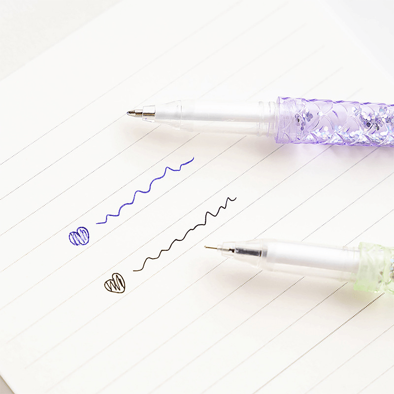 4 Mermaid Ball Pen Set Quicksand Fish Tail Rollerball Stationery Ink Pen