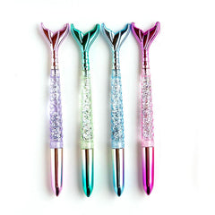 4 Mermaid Ball Pen Set Quicksand Fish Tail Rollerball Stationery Ink Pen