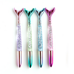4 Mermaid Ball Pen Set Quicksand Fish Tail Rollerball Stationery Ink Pen