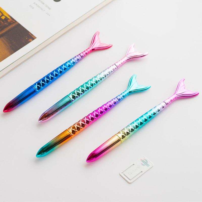 4 Mermaid Ball Pen Set Quicksand Fish Tail Rollerball Stationery Ink Pen
