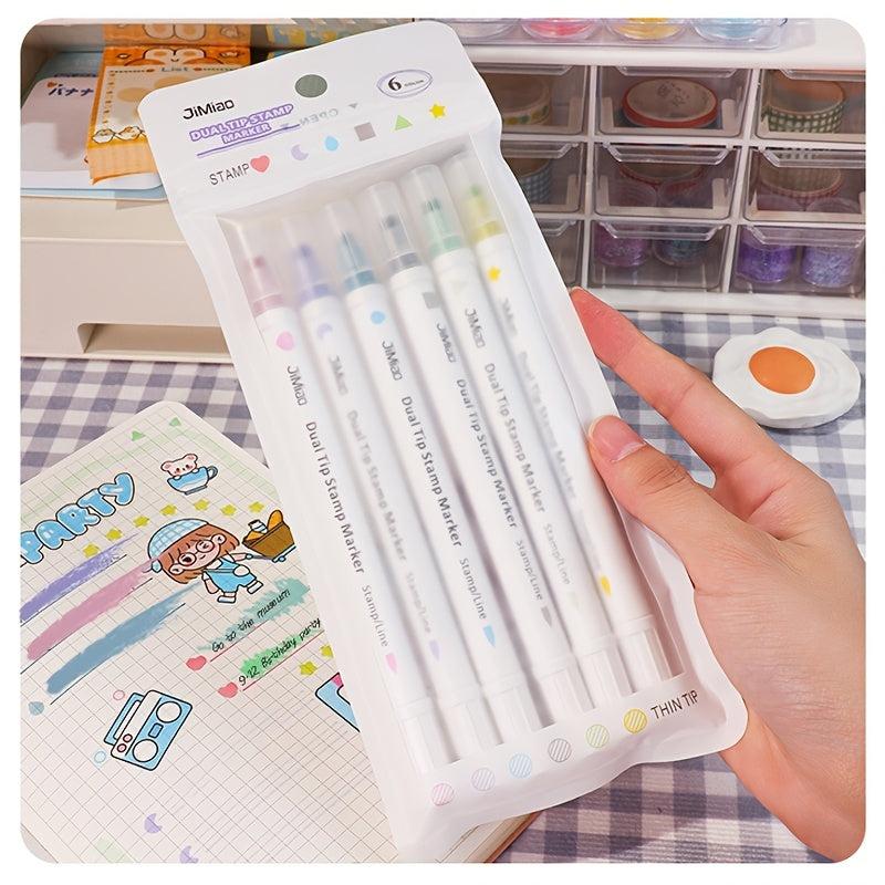 6 Pack Dual Tip Highlighters for Art & Crafts
