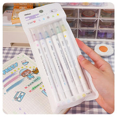 6 Pack Dual Tip Highlighters for Art & Crafts