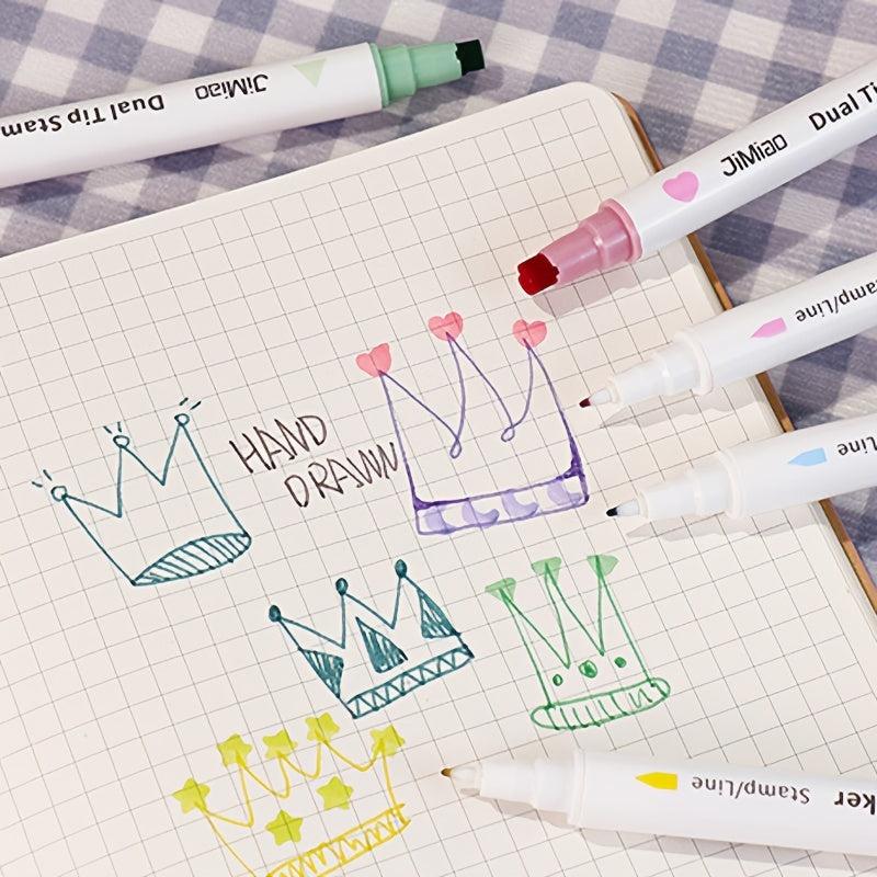 6 Pack Dual Tip Highlighters for Art & Crafts