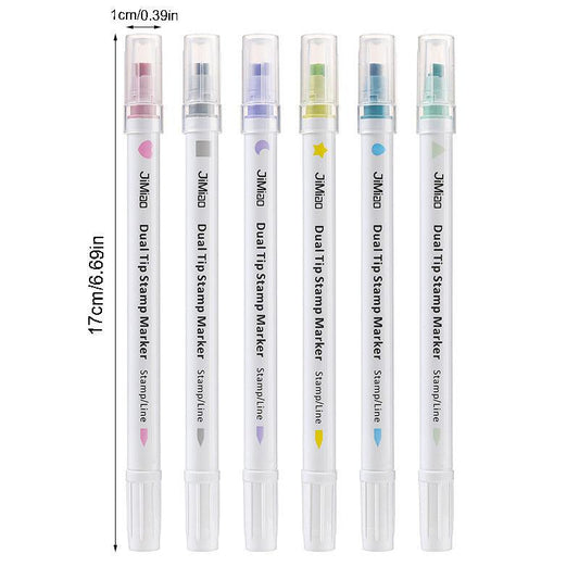 6 Pack Dual Tip Highlighters for Art & Crafts