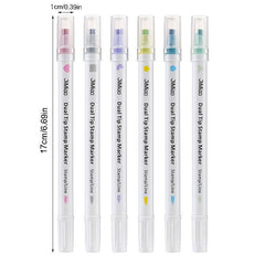 6 Pack Dual Tip Highlighters for Art & Crafts