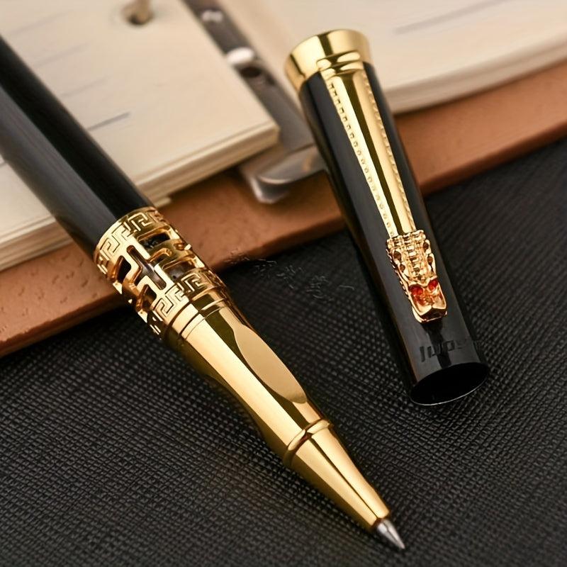 Dragon Head Calligraphy Pen Metal Walking Bead Pen with Carved Beads