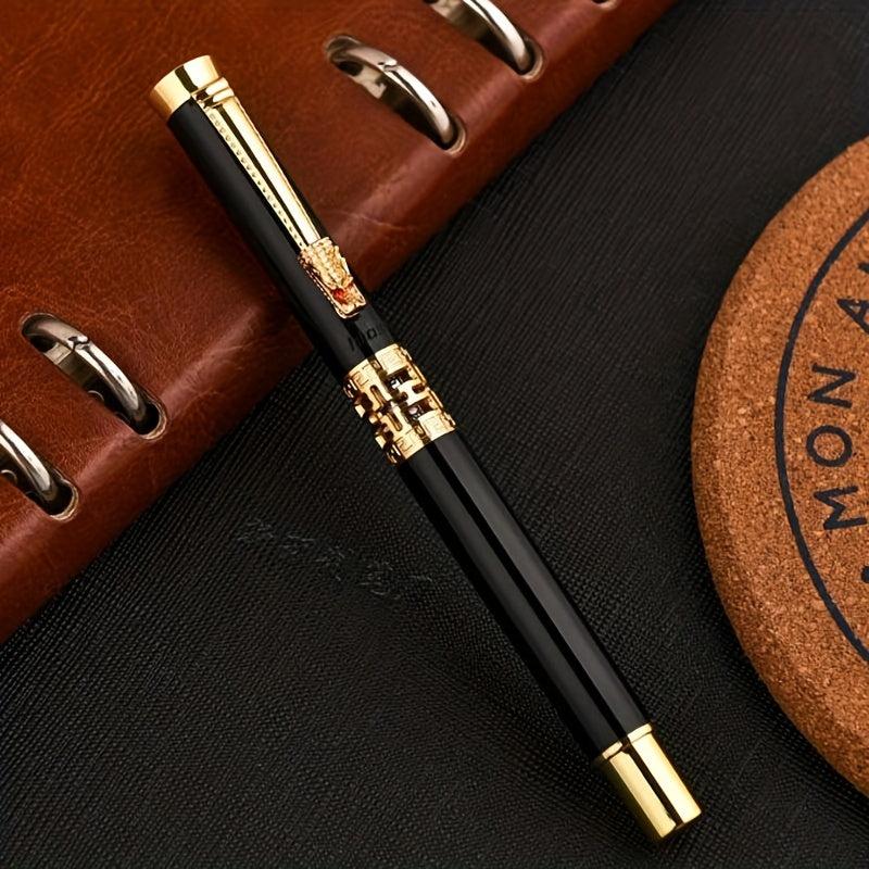 Dragon Head Calligraphy Pen Metal Walking Bead Pen with Carved Beads