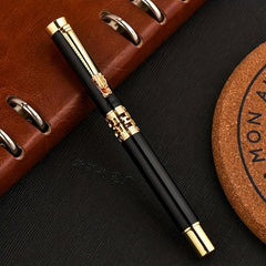 Dragon Head Calligraphy Pen Metal Walking Bead Pen with Carved Beads