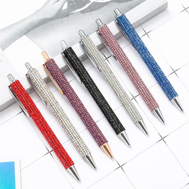 Ballpoint Pen Rhinestone Wedding Rose Metal Stationery School Office Supply