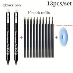 13pcs 0.5mm Erasable Gel Pen Set with High Bullet Washable Handle