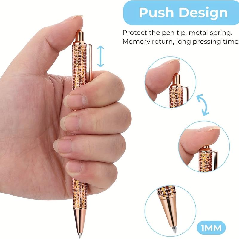 6pcs Bling Diamond Metal Pens for Home School Office Gift Glitter Ballpoint Pens