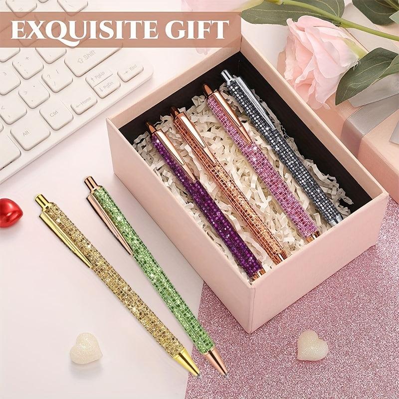 6pcs Bling Diamond Metal Pens for Home School Office Gift Glitter Ballpoint Pens
