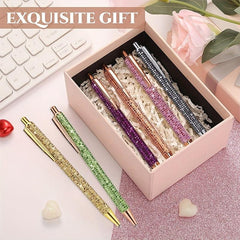 6pcs Bling Diamond Metal Pens for Home School Office Gift Glitter Ballpoint Pens