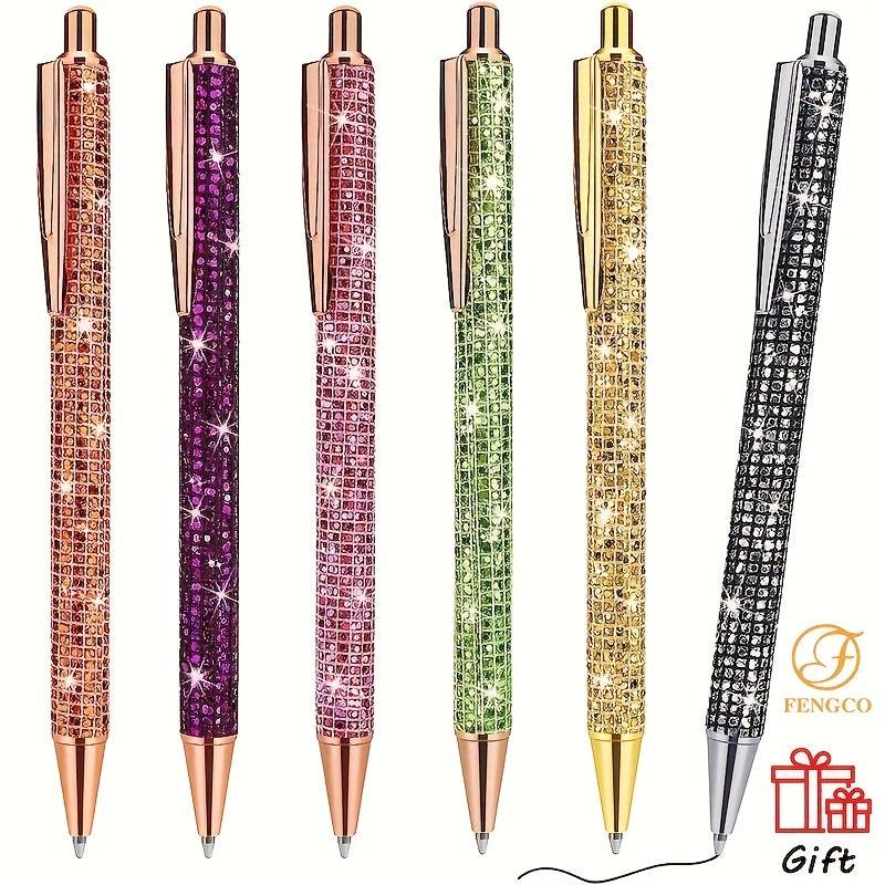 6pcs Bling Diamond Metal Pens for Home School Office Gift Glitter Ballpoint Pens
