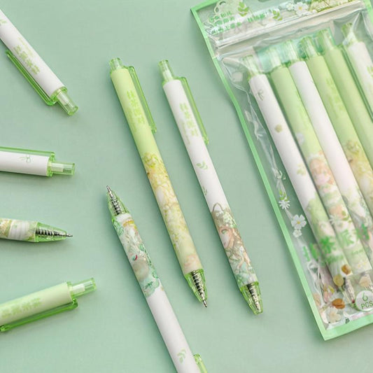 6pcs Matcha Theme Gel Pens for Party Favors & Crafts