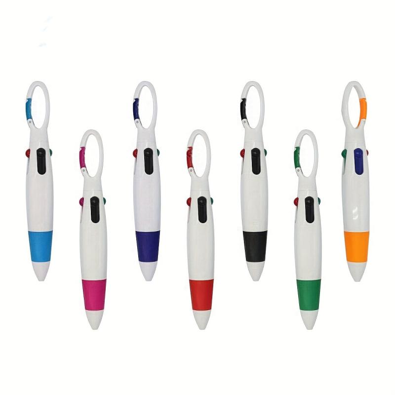 Portable Ballpoint Pen Set with Carabiner - Set of 4 Pens
