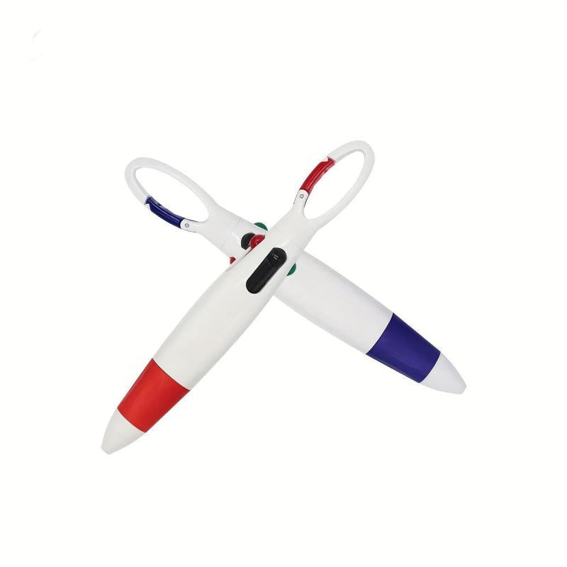 Portable Ballpoint Pen Set with Carabiner - Set of 4 Pens