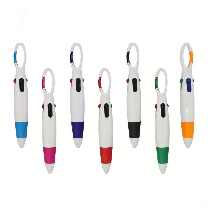 Portable Ballpoint Pen Set with Carabiner - Set of 4 Pens