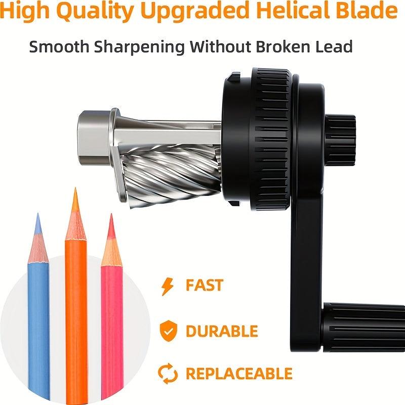 Manual Pencil Sharpener w/ Strong Helical Blade for Students Classroom Home