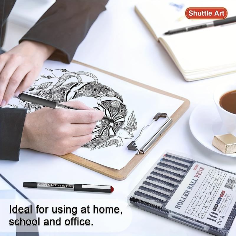 Shuttle Art Roller Ball Pens 10 Pack 0.5mm Fine Point