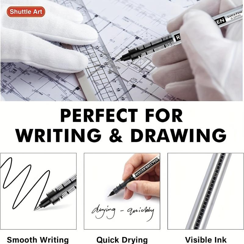 Shuttle Art Roller Ball Pens 10 Pack 0.5mm Fine Point