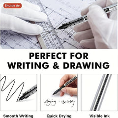 Shuttle Art Roller Ball Pens 10 Pack 0.5mm Fine Point