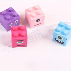 4pc Cartoon Monster Building Block Eraser Set for Students