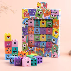 4pc Cartoon Monster Building Block Eraser Set for Students