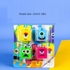 4pc Cartoon Monster Building Block Eraser Set for Students