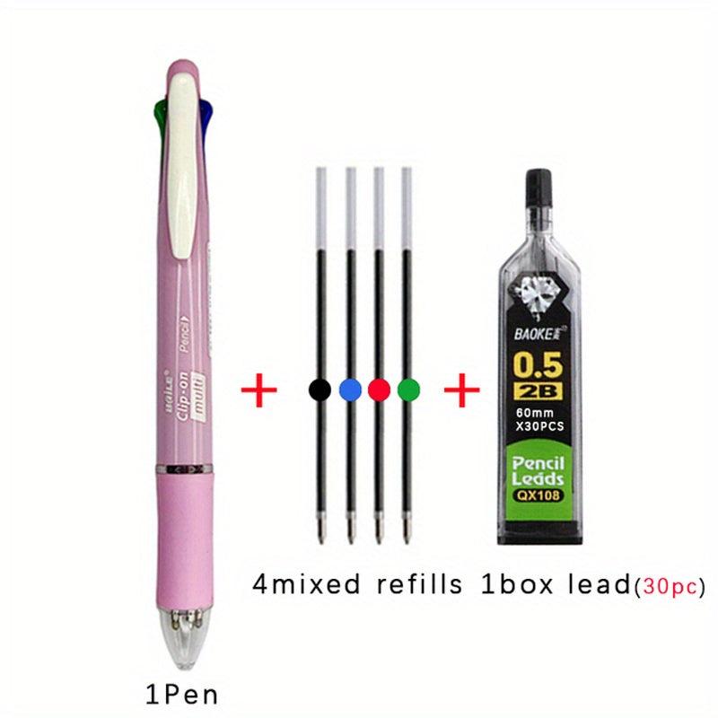 5-in-1 Multicolor Ballpoint Pen Set with Refills & Pencil Core