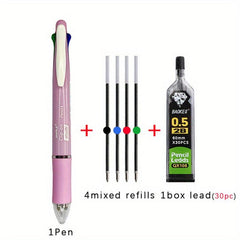 5-in-1 Multicolor Ballpoint Pen Set with Refills & Pencil Core