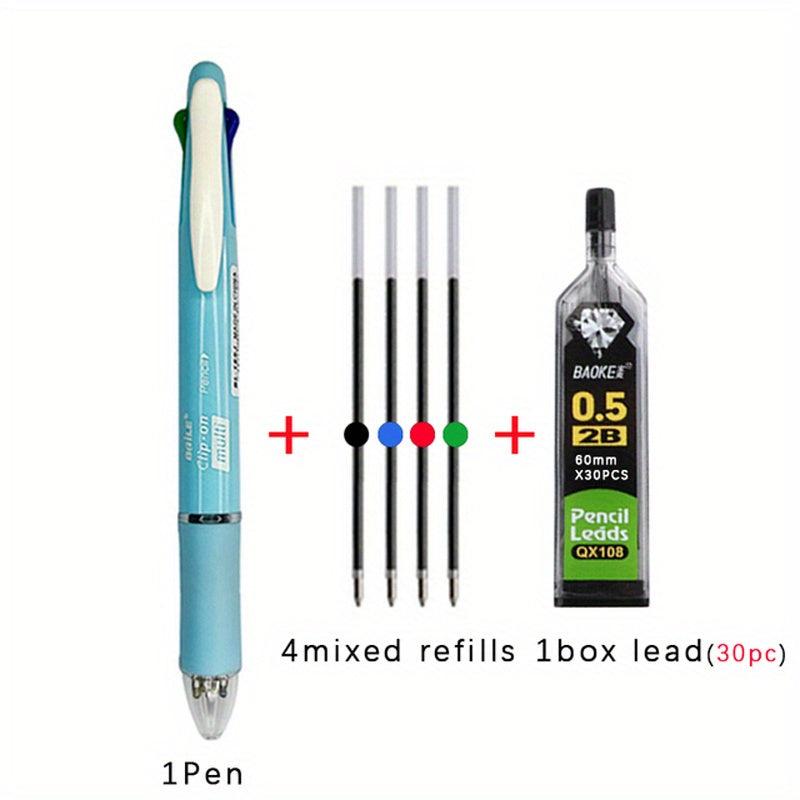 5-in-1 Multicolor Ballpoint Pen Set with Refills & Pencil Core